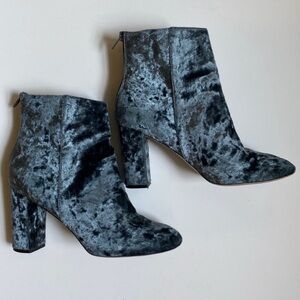 ASOS CrushedVelvet Ankle Boots-Slate Blue